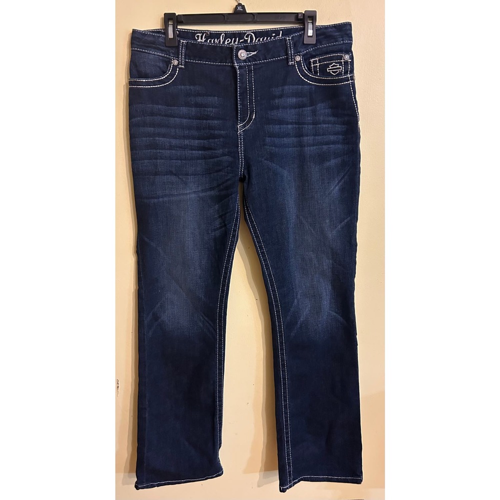Women’s Harley Davidson high rise bootcut bling jeans size 12